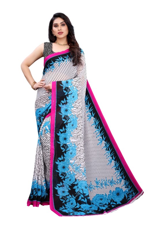 Fancy Georgette Printed Saree With blouse